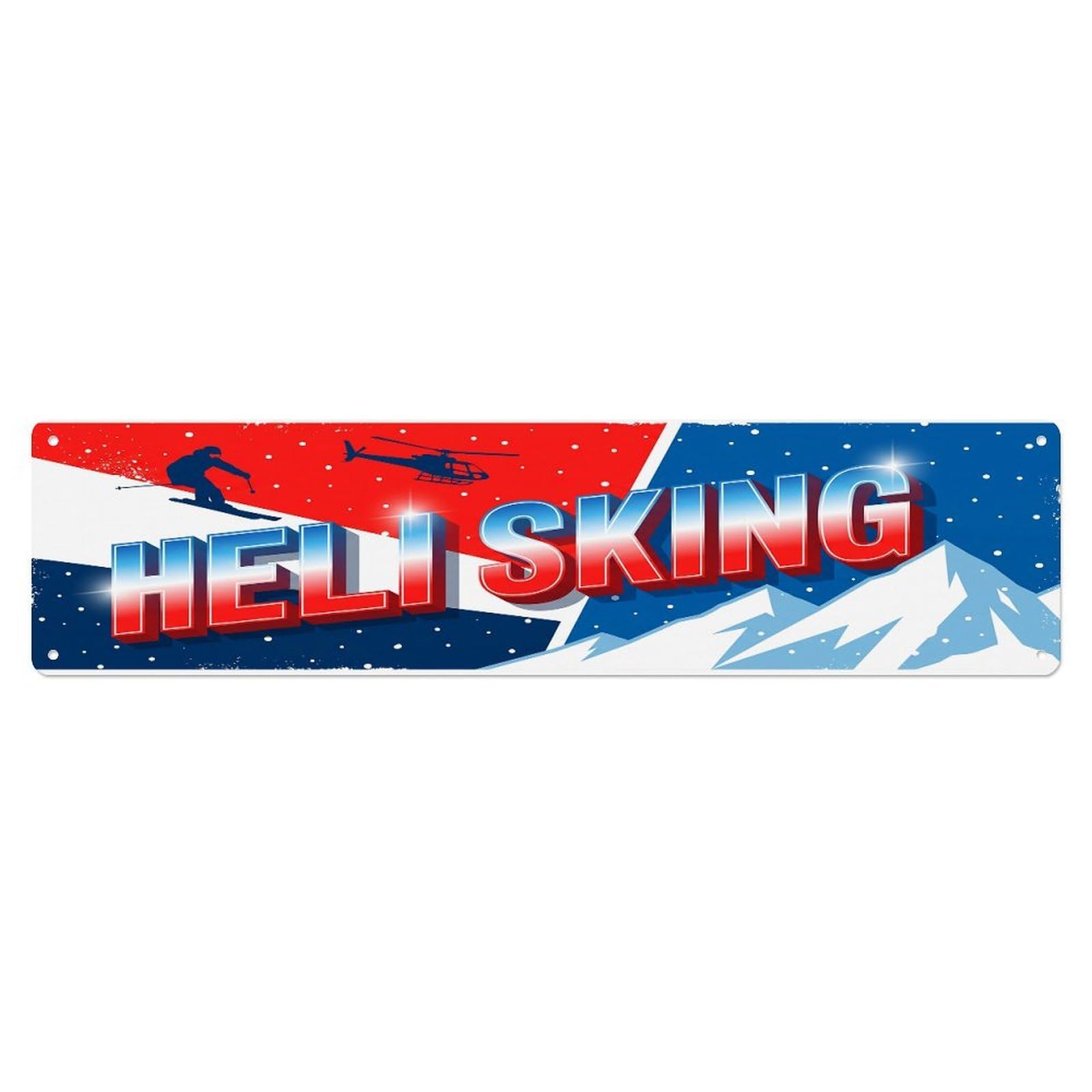 Vintage Heli Skiing Outdoor Activity Sports Metal Tin Sign