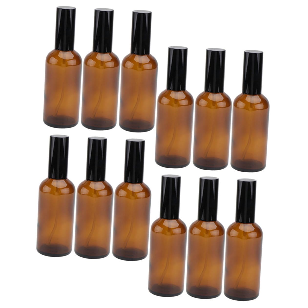 BESTYASH 12 Bottiglie Spray in Vetro Ambrato da 30ml Riutilizzabili Design Antigoccia per Viaggi e Uso Quotidiano Set di Flaconi Spray Essenziali per Olio