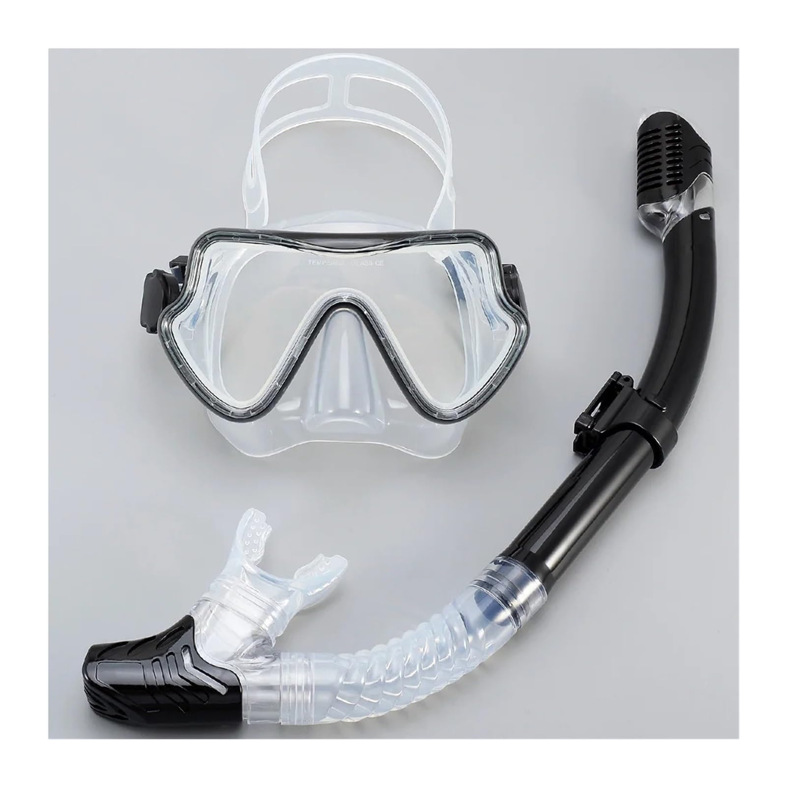 Tauchmasken Taucherbrille Tauchmasken Schnorchelset für Erwachsene Silikonrock Antibeschlagschutzbrille Brille Schwimmbadausrüstung(Black Set)