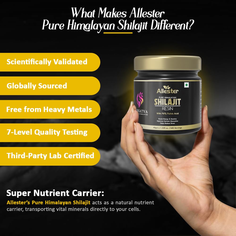 Allester Himalayan Shilajit/Shilajeet Resin 40g |Super Saver Pack| 250mg/Serving | For Energy, Endurance & Vitality | 160 Servings | Ayurvedic (80g) 4