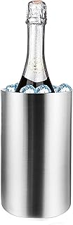 Jucoan Wine Chiller Bucket, Stainless Steel Double Wall Insulated Wine Cooler Bucket Champagne Chiller Bucket Fit for 750ml Bottle