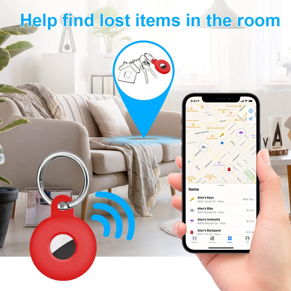 Ainiv Llavero para AirTag, 1 Pieza Llaveros para AirTag Funda Protectora de Silicona, Localizador Keychain Portátil Antipérdida, Protectora Funda Mascotas y Mochilas — view 70