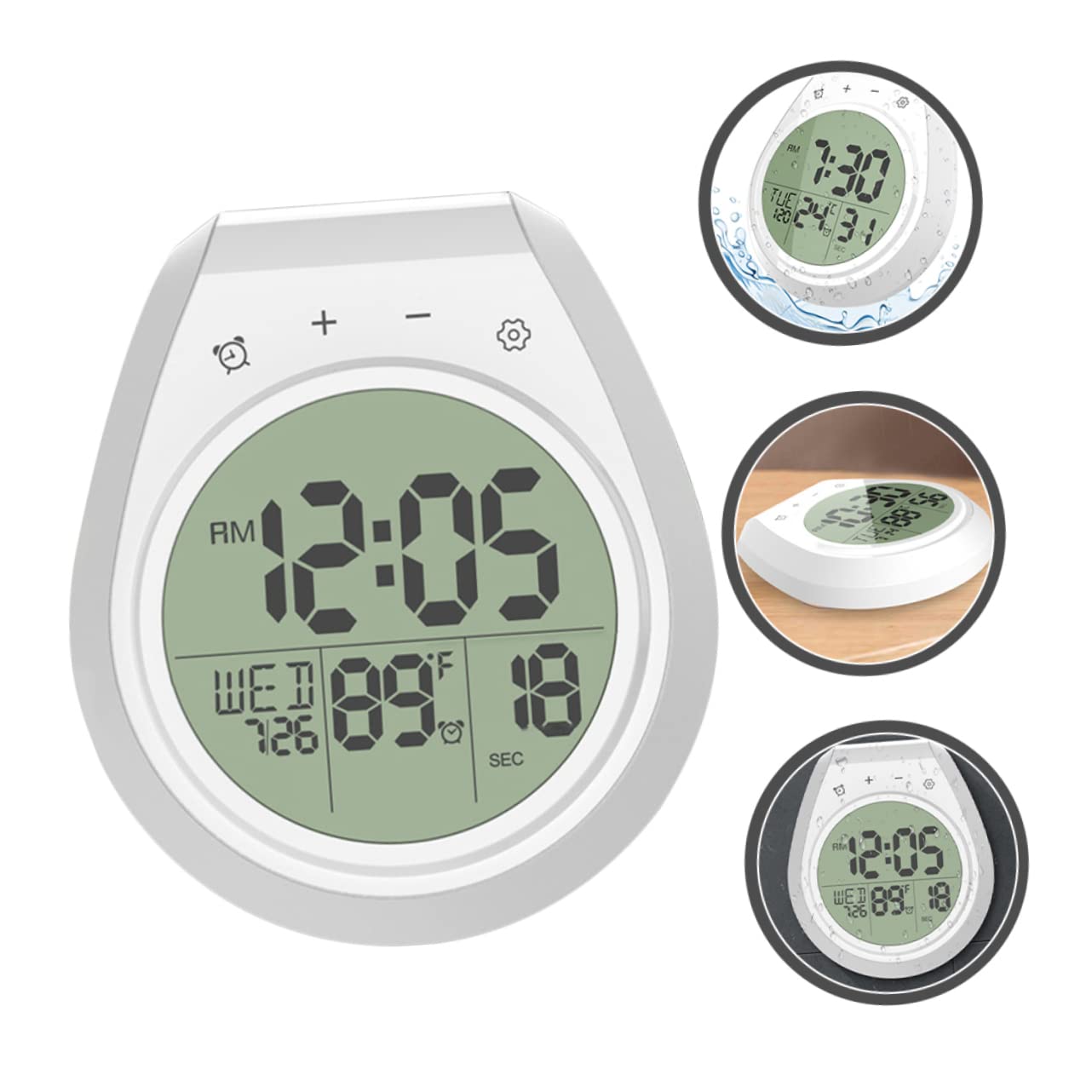 HOOTNEE Bathroom Hanging Clock Digital Shower Timer Wall Clock Temperature Display Easy to Install for Bathroom Kitchen Office Use Space-Saving Design