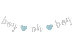 Glittery Boy oh Boy Birthday Party Sign Silver