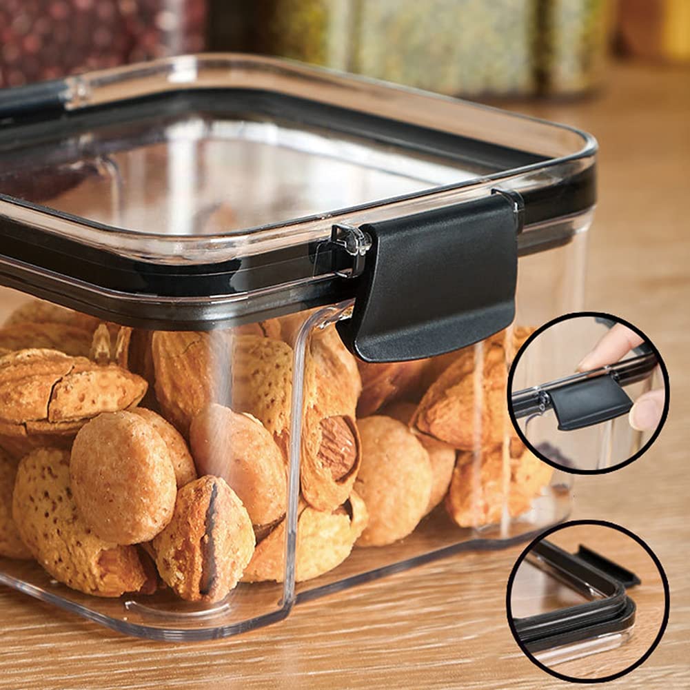 Botes Cocina, Juego de 4 Piezas de Recipiente de Botes Cocina Almacenaje de Plástico de Alimentos Sellados con Tapa, Se Utiliza para Almacenar Cereales, Pasta, Arroz, Harina