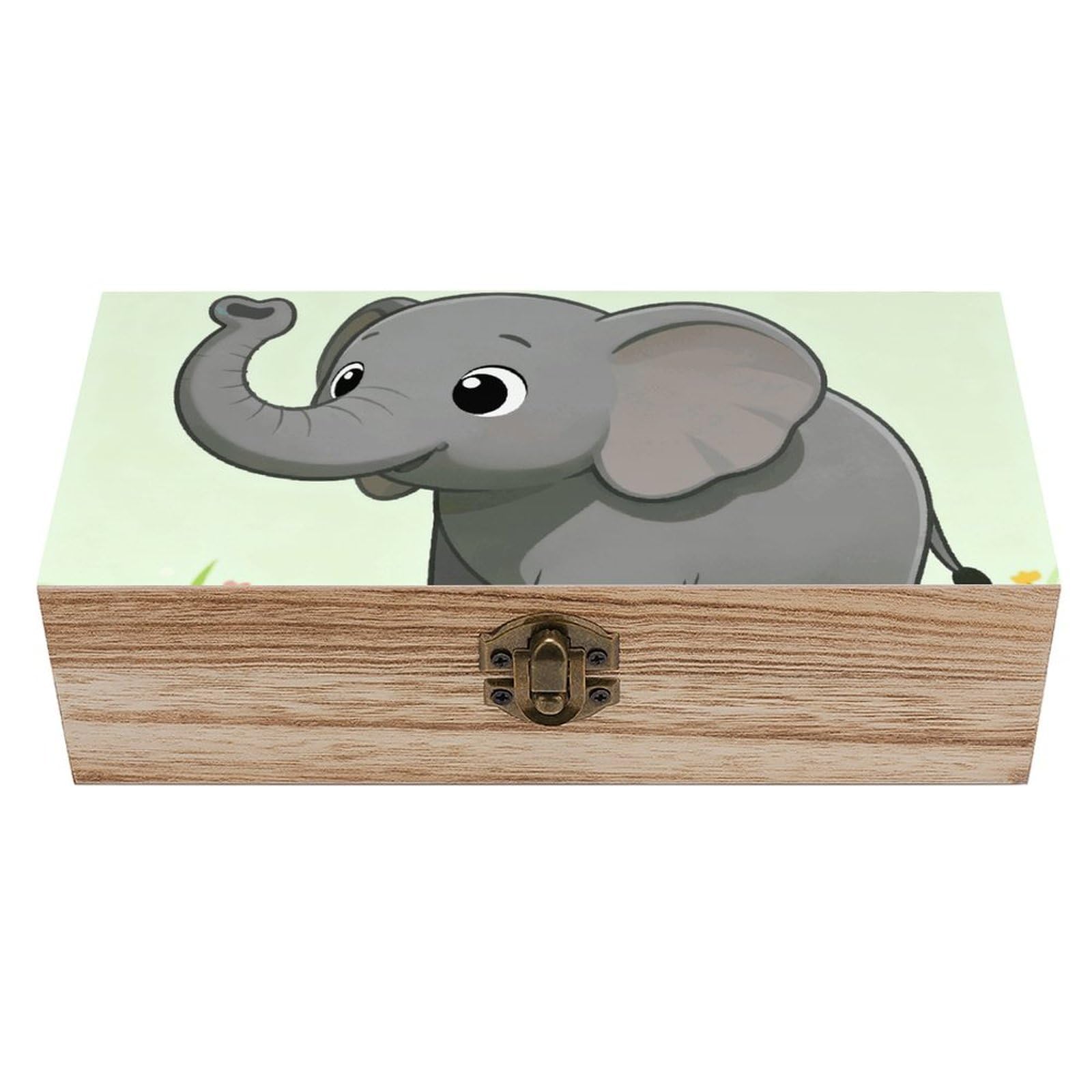 LZQPOEAS Elephant With Gray Wooden Storage Box Small Decorative Box with Hinged Lid Handmade Elegant Keepsake Storage Box for Jewelry, Photos, Trinkets, Letter Gifts, Small Heirlooms
