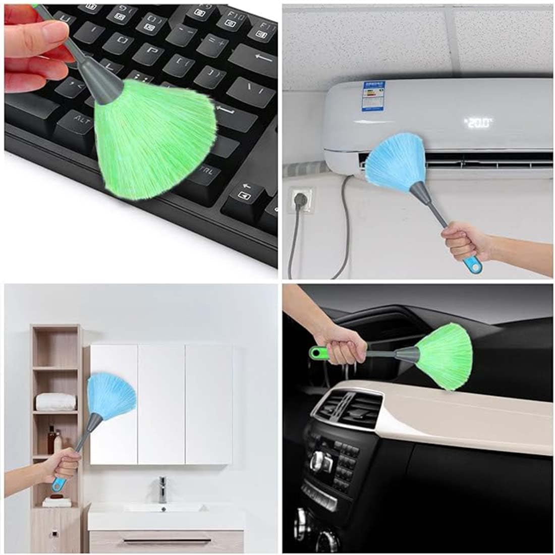 Plumero esponjoso de 2 piezas, cepillo para teclado, plumero de mano, plumero de ventana, herramienta suave para el polvo