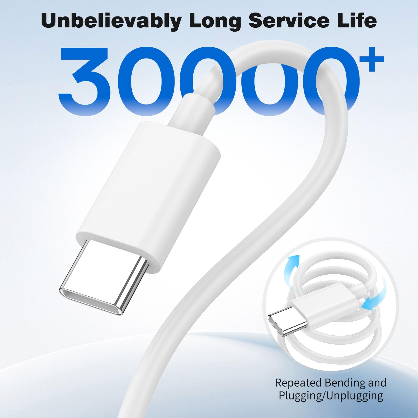 5 m langes Typ-C-Kabel für Überwachungskamera, Outdoor-USBC-Netzkabel, USB auf USB-C-Verlängerungskabel für eufy Indoor-Kamera C220/S330/CCTV-Kamera, 10 Drahtclips, Kabelnägel, Weiß
