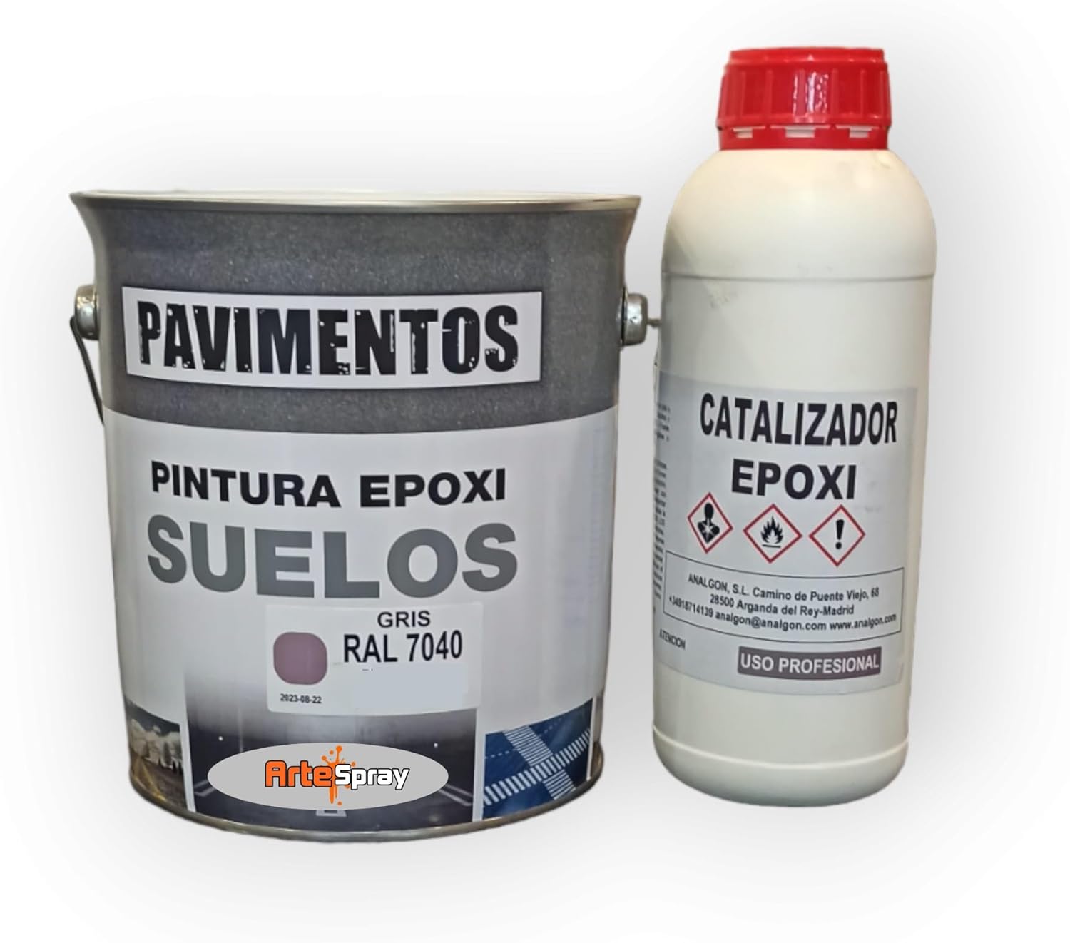 Tinta epóxi 2 componentes cinzento Ral 7040 para pisos de garagens, armazéns, navios, oficinas, adegas (4 1 kg)