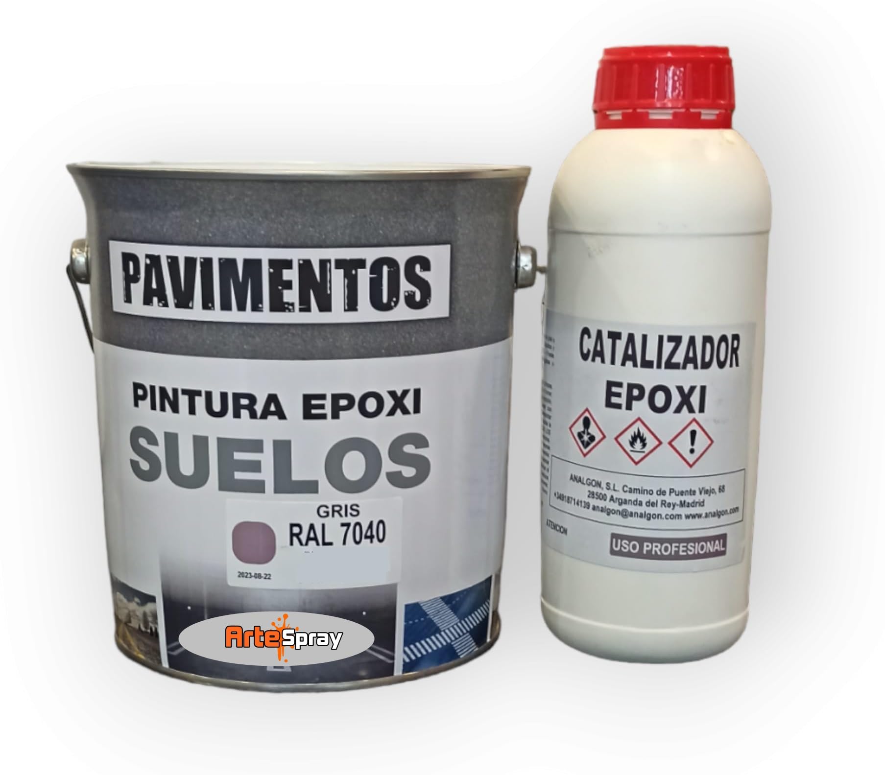 Pintura Epoxi 2 Componentes Gris Ral 7040 para Suelos de Garajes, Almacenes, Naves, talleres, Bodegas (4+1Kg)