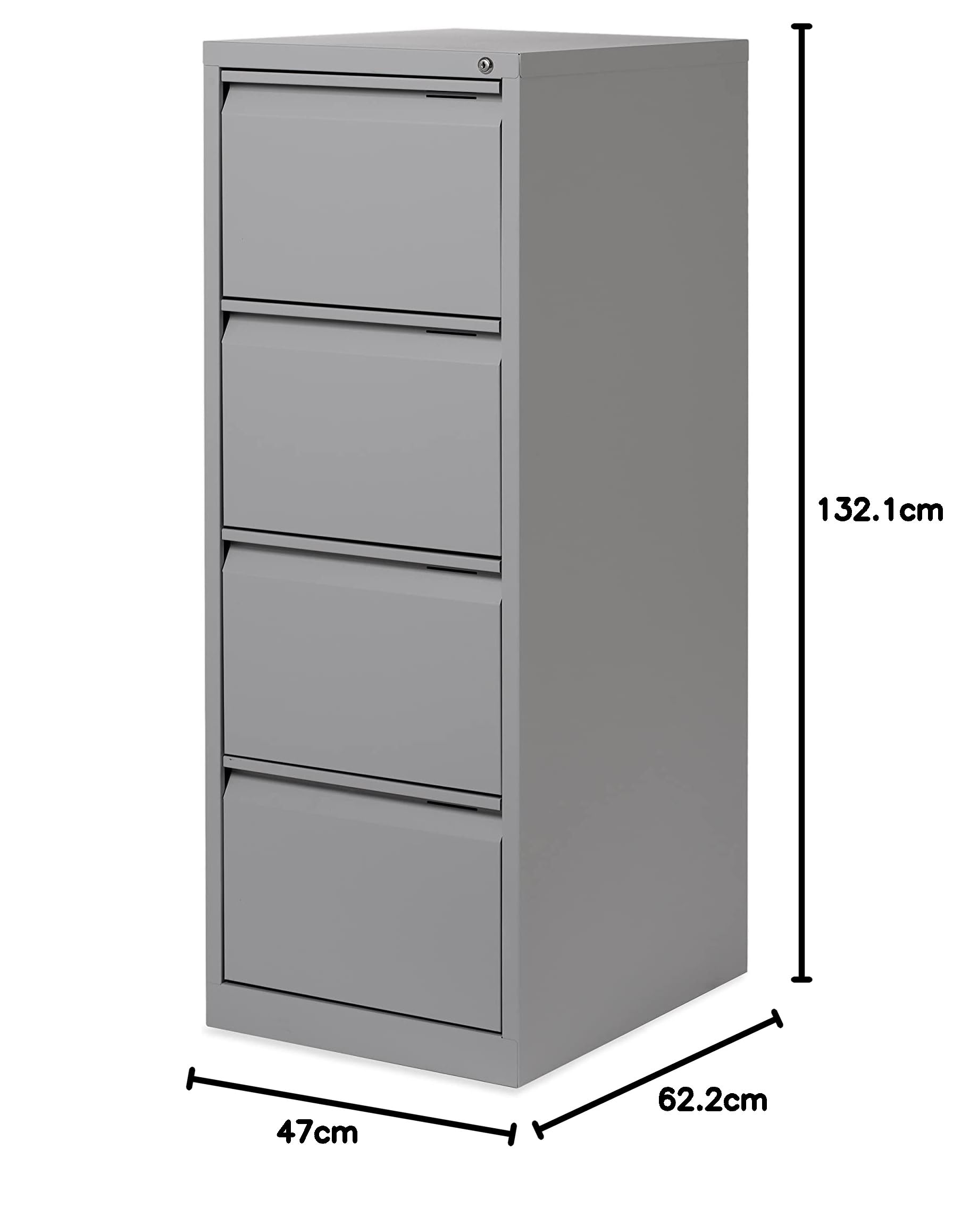 Rocada | Raccoglitore in metallo per cartelle sospese | armadio archivio mobili ufficio | 4 cassetti| Armadi con serratura | 47 x 62 x 132 cm - Grigio