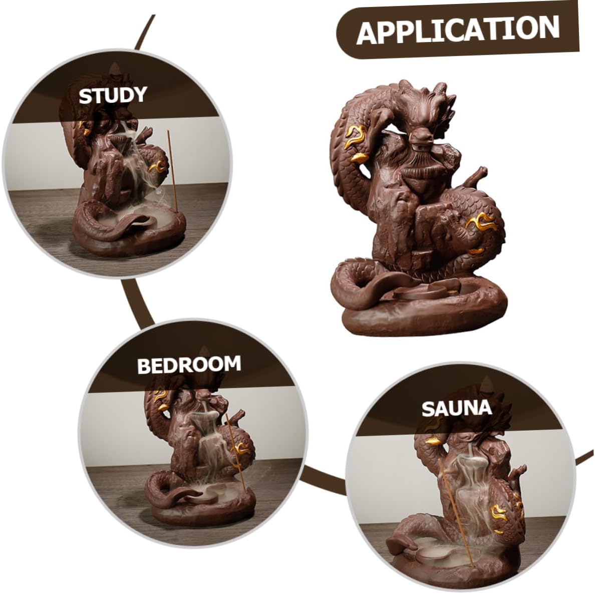 Dragon Purple Sand Backflow Incense Holder Decorative Censer with Purple Clay Material for Home and Office Desktop Aromatherapy and Meditation Use