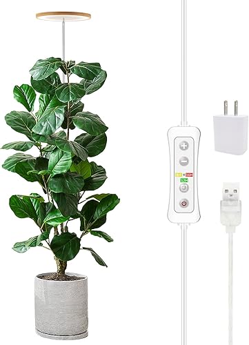Luz de cultivo de plantas, luz LED yadoker de espectro completo para plantas de interior, altura ajustable, temporizador automático, bajo voltaje