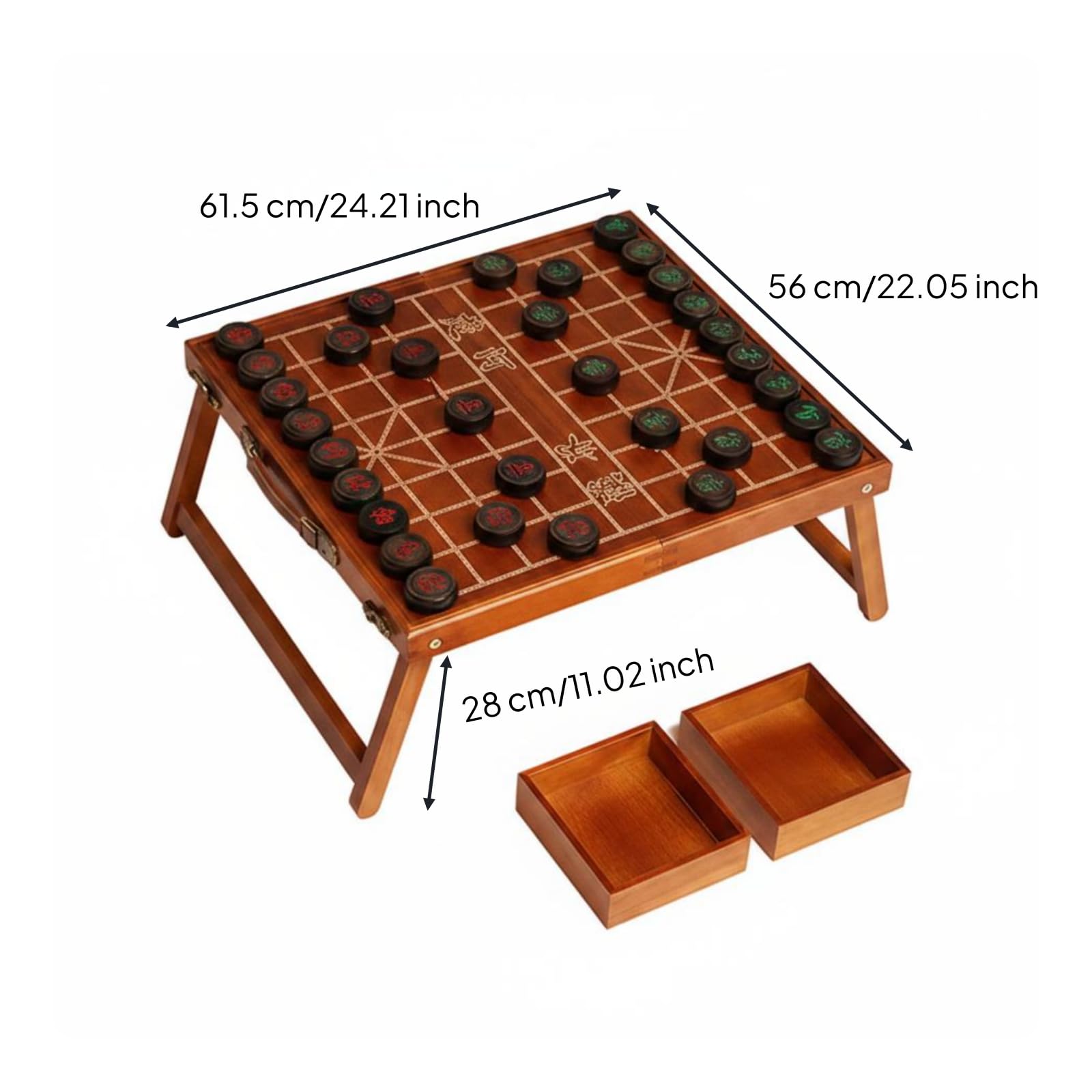 kowaku Scacchiera in Legno Tavolo Pieghevole da Gioco Portatile Stile Xiangqi con Superficie Liscia Adatta a Casa Viaggio Tempo, Scacchiera Pieghevole + Scacchi In Sandalo Viola Grandi