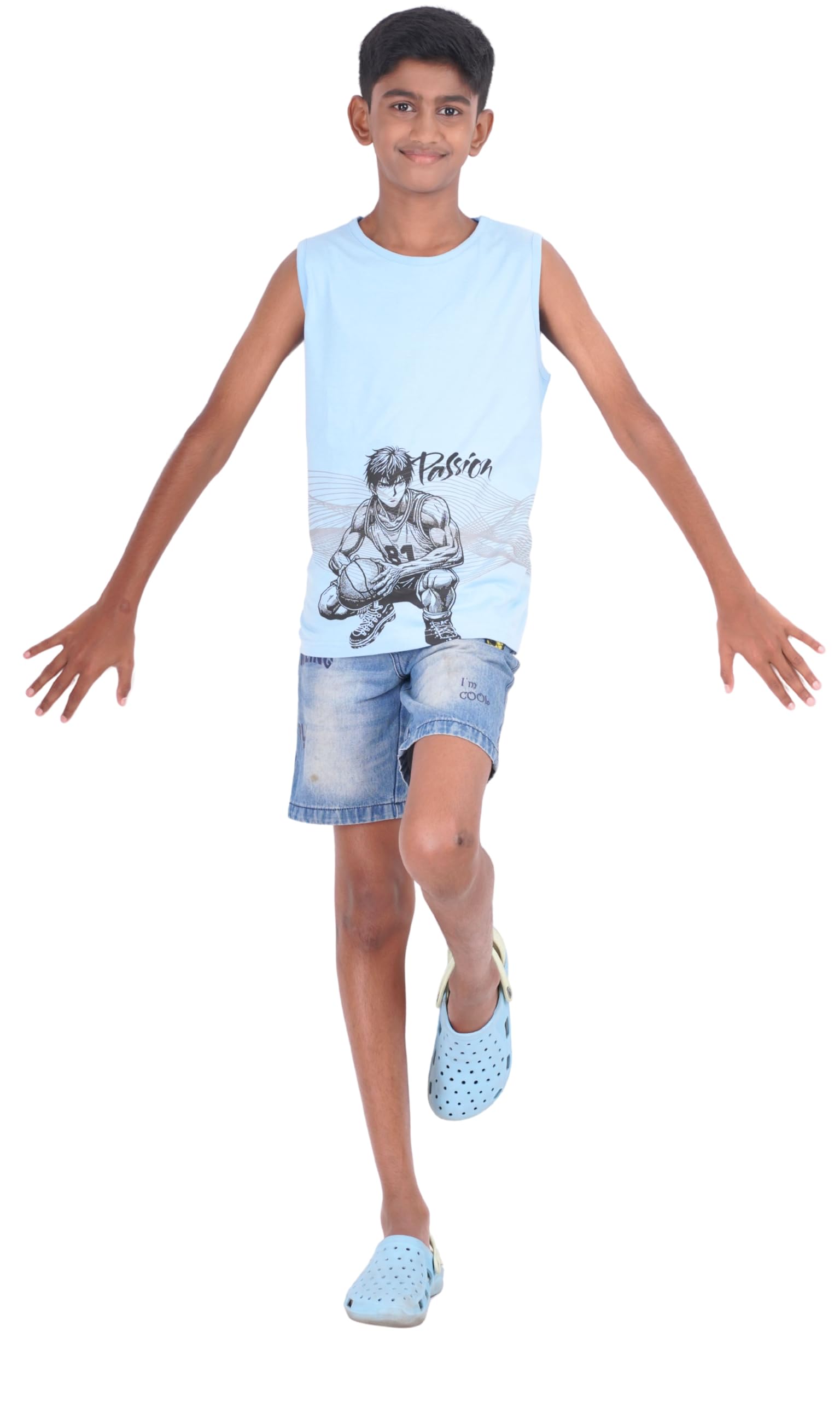 TotzTouch Boys Sleeveless Tshirt/Tees/Vest/Baniyan | Summer Tshirt | Kids Round Collar Tshirts (Pack 3 | Size Options - 3 Years to 15 Years) - Image 4 thumbnail
