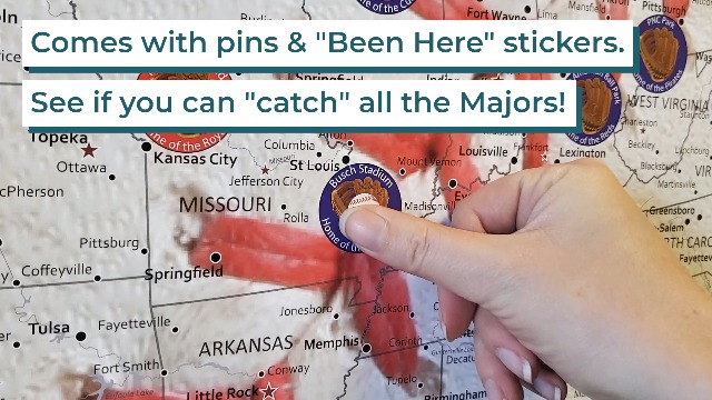 USA メジャーリーグベースボール 【TEAM PINS MAP】 Baseball Stadium Adventures Map with Pins | MLB Travel Map