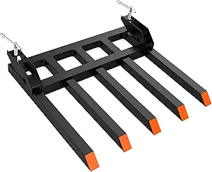 48" Bucket Clamp on Debris Forks,2500lbs Heavy Duty Pallet Forks,Clamp on Pallet Forks with 5 Tines,for Tractor Accessories,Loader Bucket,Skid Steer