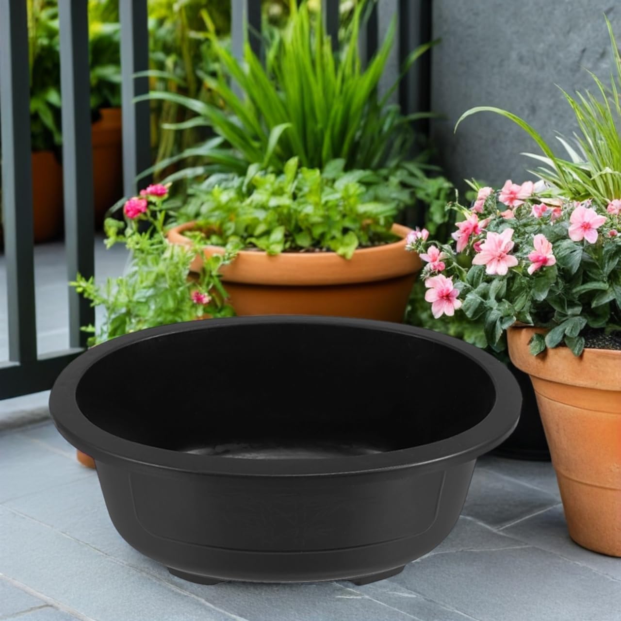 ERINGOGO 2-Pack Large Oval Plastic Flower Pots with Drainage Holes 19.68X15.35X6.29In Planters for Outdoor Plants Indoor Bonsai and Orchid Cultivation Garden Balcony Nursery Containers