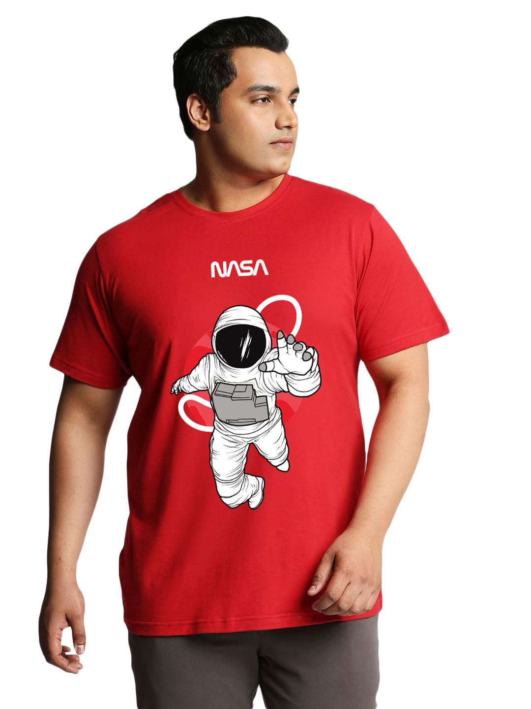 BewakoofOfficial NASA Merchandise Men's Graphic Printed Oversized Plus Size T-Shirt