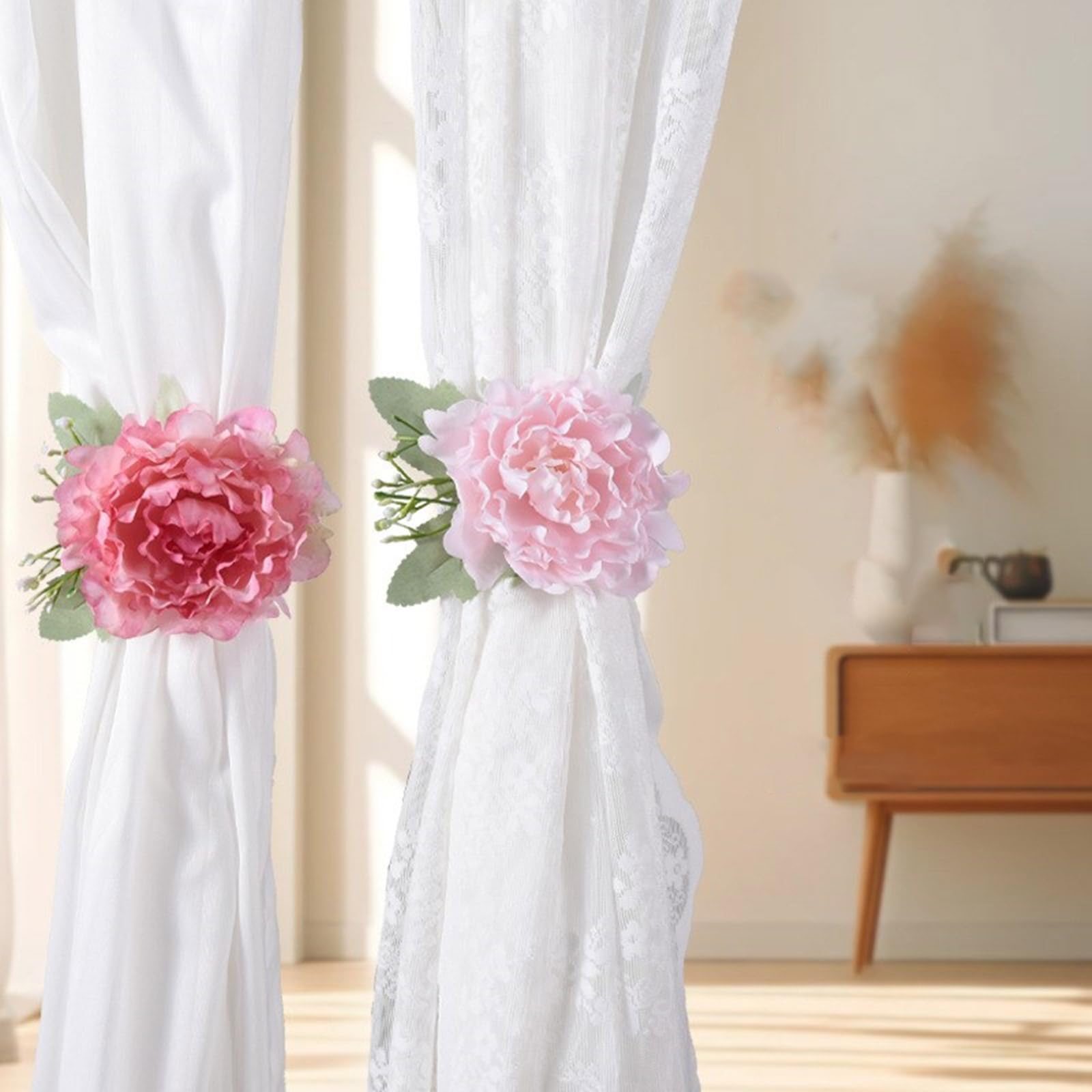PATIKIL Fermatende per tende a fiori, 2 pezzi, fiori artificiali