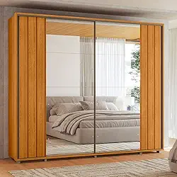 Madetec - Guarda Roupa Casal Ripado em MDF 2 Portas de Correr com Espelhos e Pés Dali Madetec