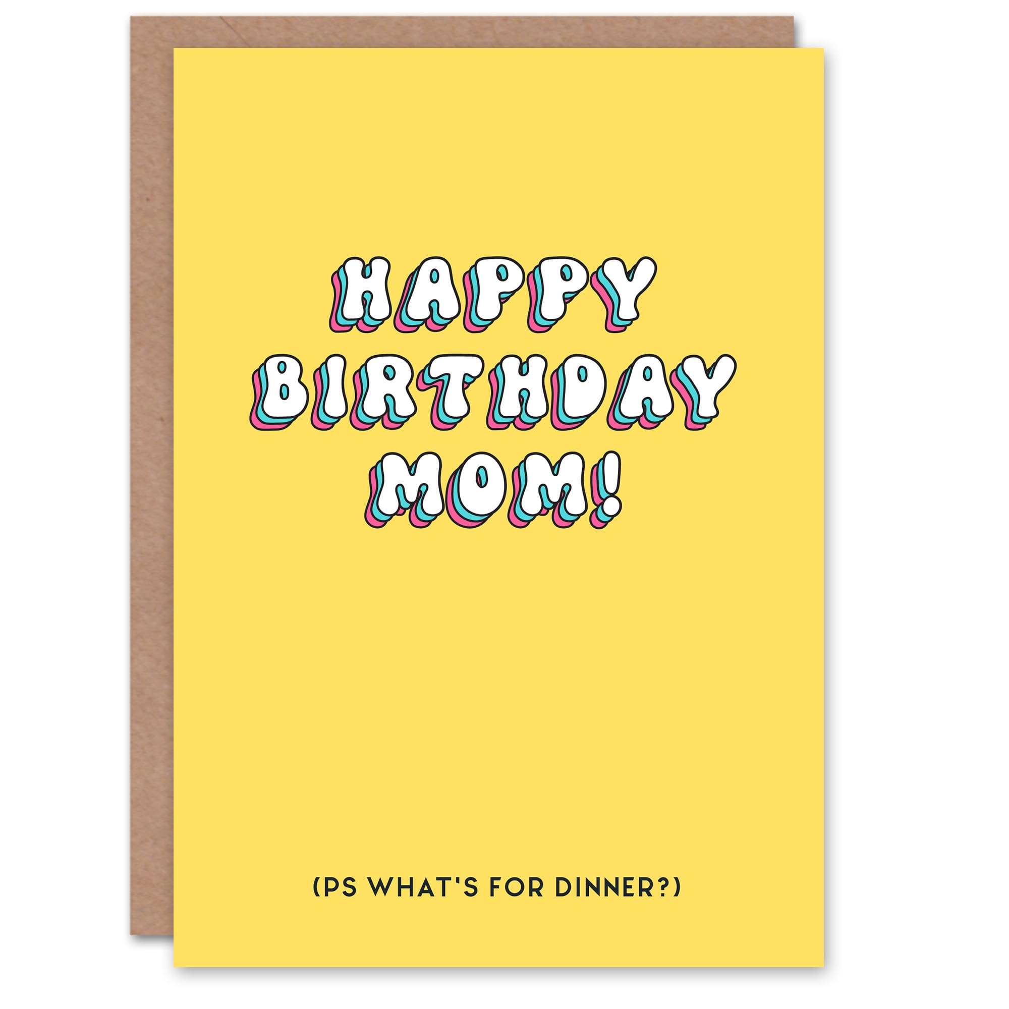 Artery8 Birthday Card PS What's for Dinner Mom Fun Funny Humour Joke For Mum Greeting Card