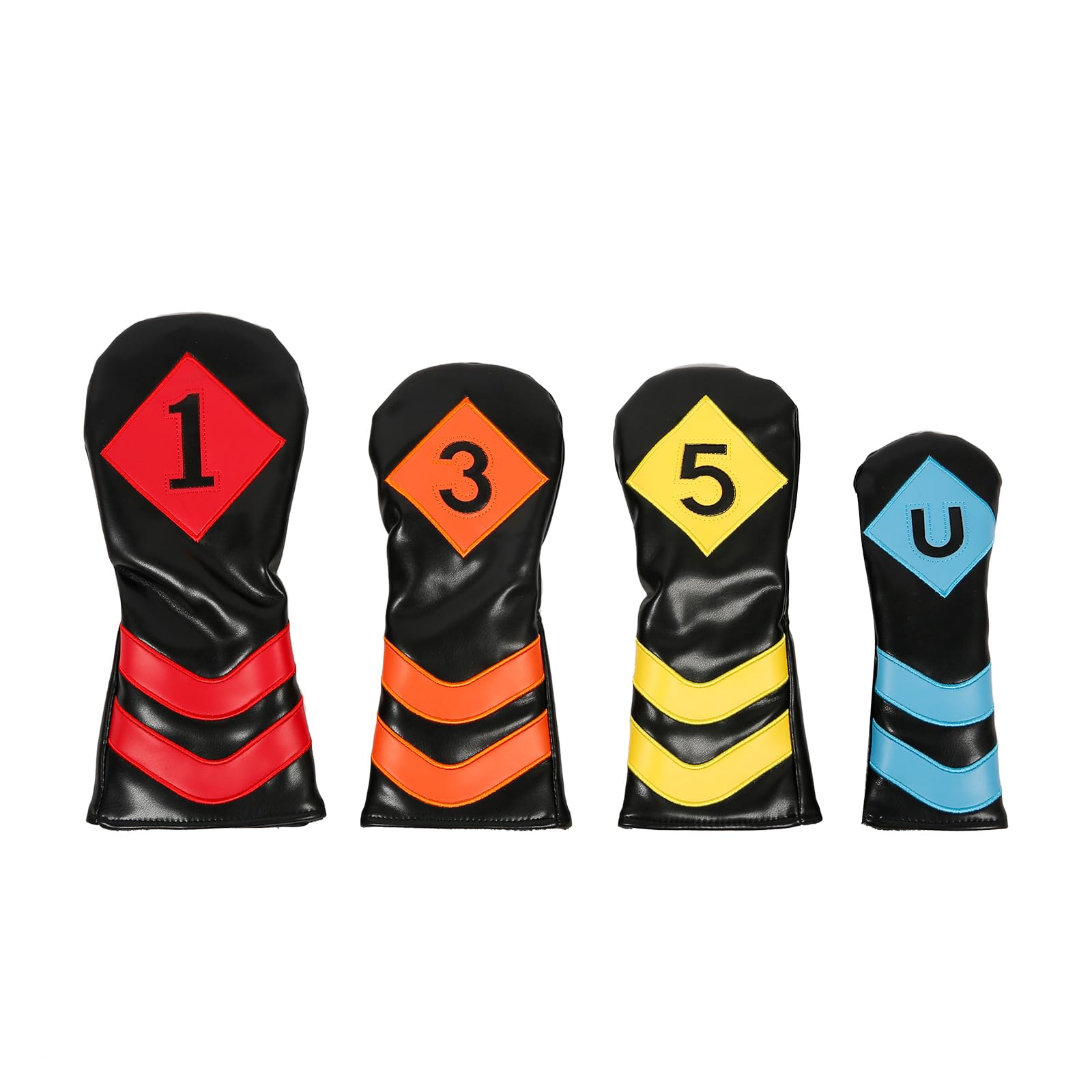 4Pcs Golf Testa Spessa Sintetico PU Pelle Golf Testa di Ferro Con Grande Numero Per Collo Lungo Golf Club Testa