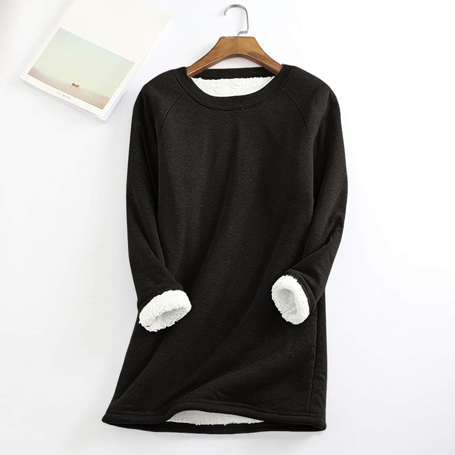 Warm Fleece Lined Sweatshirt For Women Winter Cozy Sherpa Pullover Sweaters Loose Fuzzy Casaul Loungewear 2025 - Image 3
