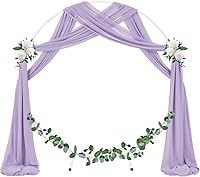 Vista 2 de Socomi Tela para Cubrir Arco de Boda 2 Paneles 29" x 19 Pies Lavanda Púrpura Cortina de Gasa Transparente de 6 Yardas para Decoración de Ceremonia