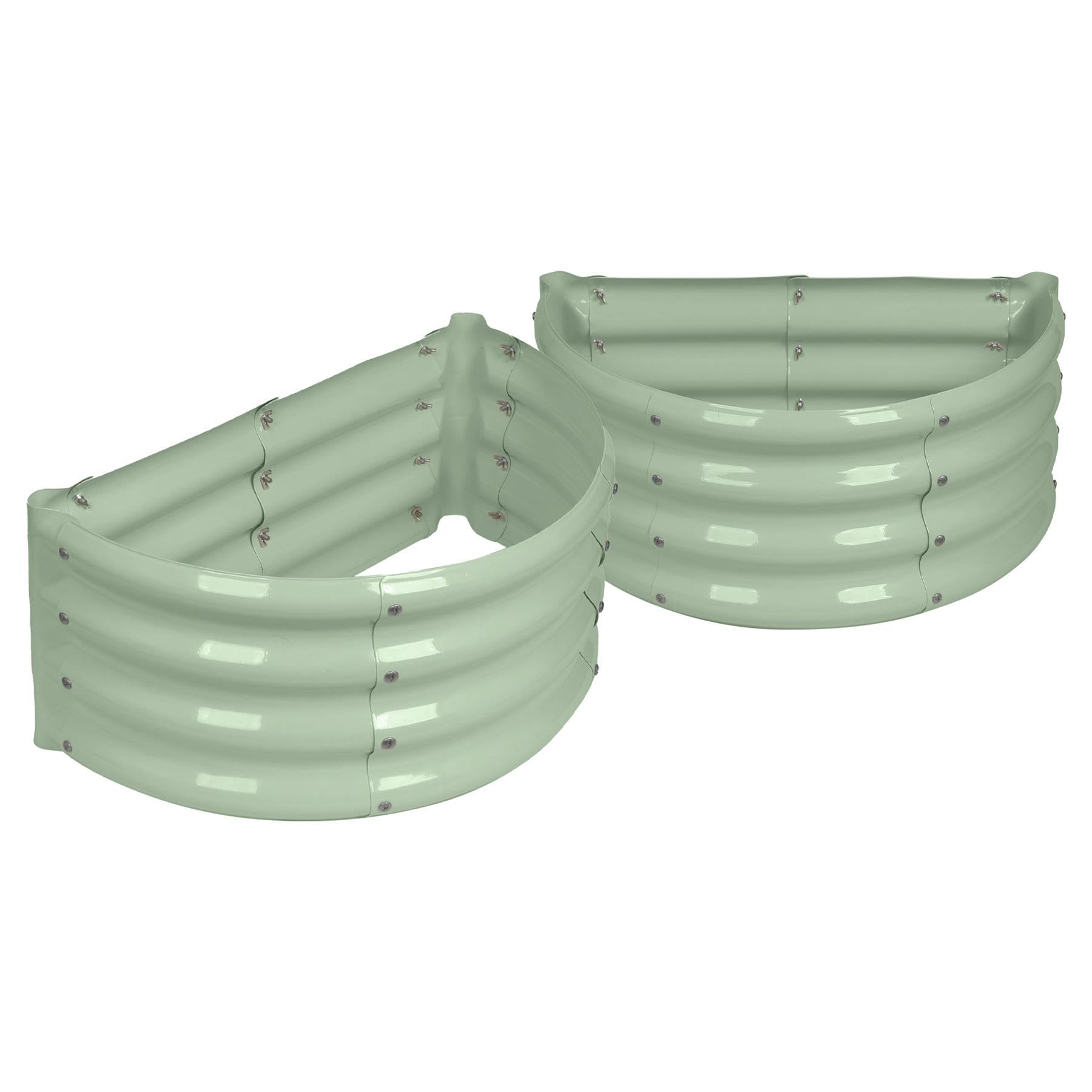 Harbour Housewares Unisex Green Raised Garden Beds - 2X Semi-Circle Bottomless Galvanised Steel Planter 60 X 30Cm In | Size: 60 X 30 Cm
