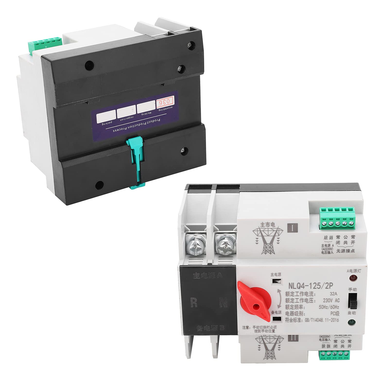 Automatyczny Przełącznik Zasilania na Szynę Din ATS Mini ATS 2P Bezprzerwowe Elektryczne Przełączniki Wyboru Zasilania 230V 230(100A)