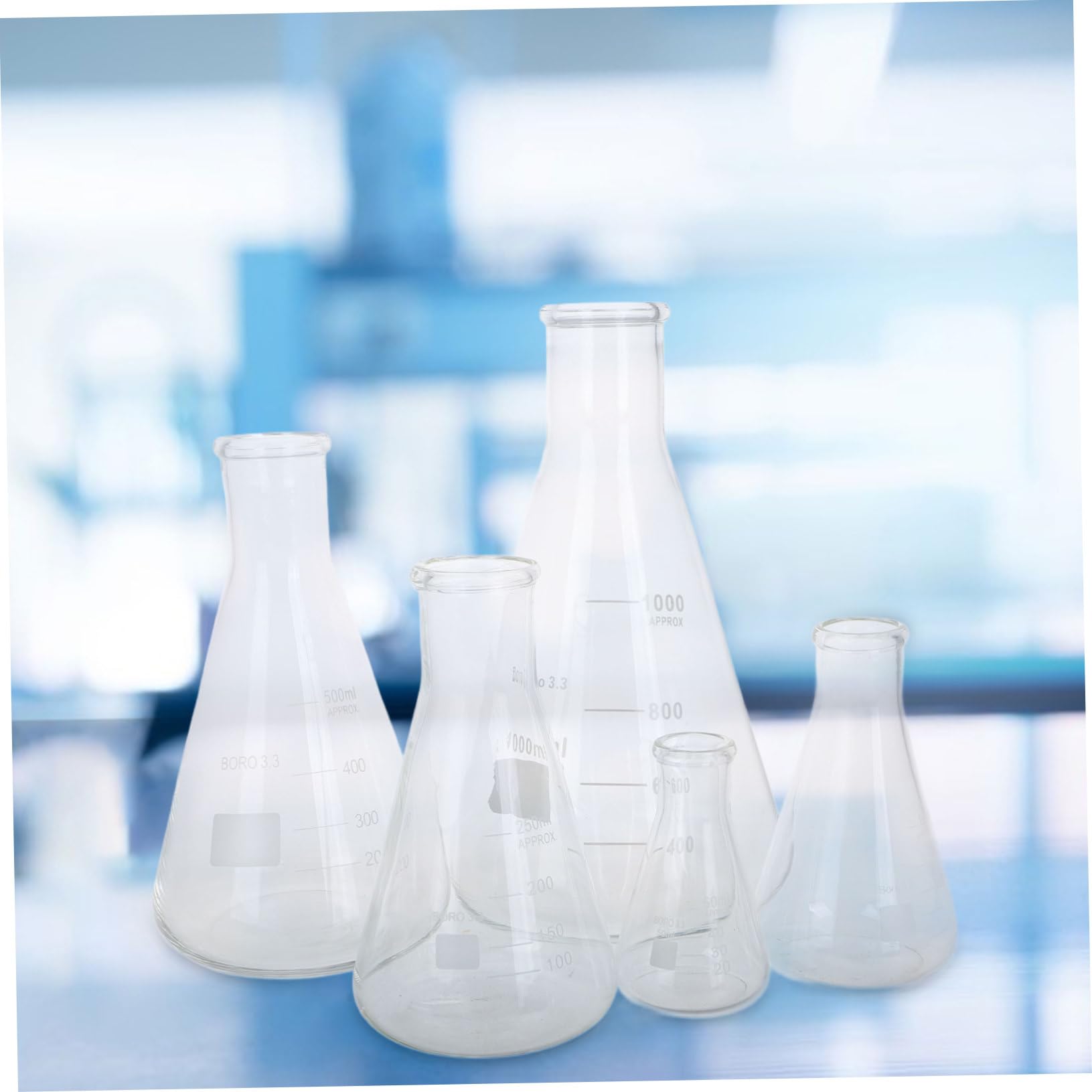 5 Piezas Matraz Cónico De Laboratorio De Vidrio De Borosilicato Para Experimentos De Laboratorio Duraderos y Resistentes Al Calor y Equipo