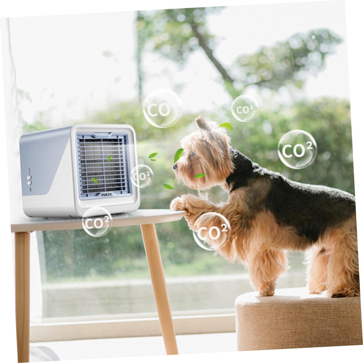 Ciieeo Table Mini Air Conditioner Energy Saving Compact Size Sky Blue Pattern
