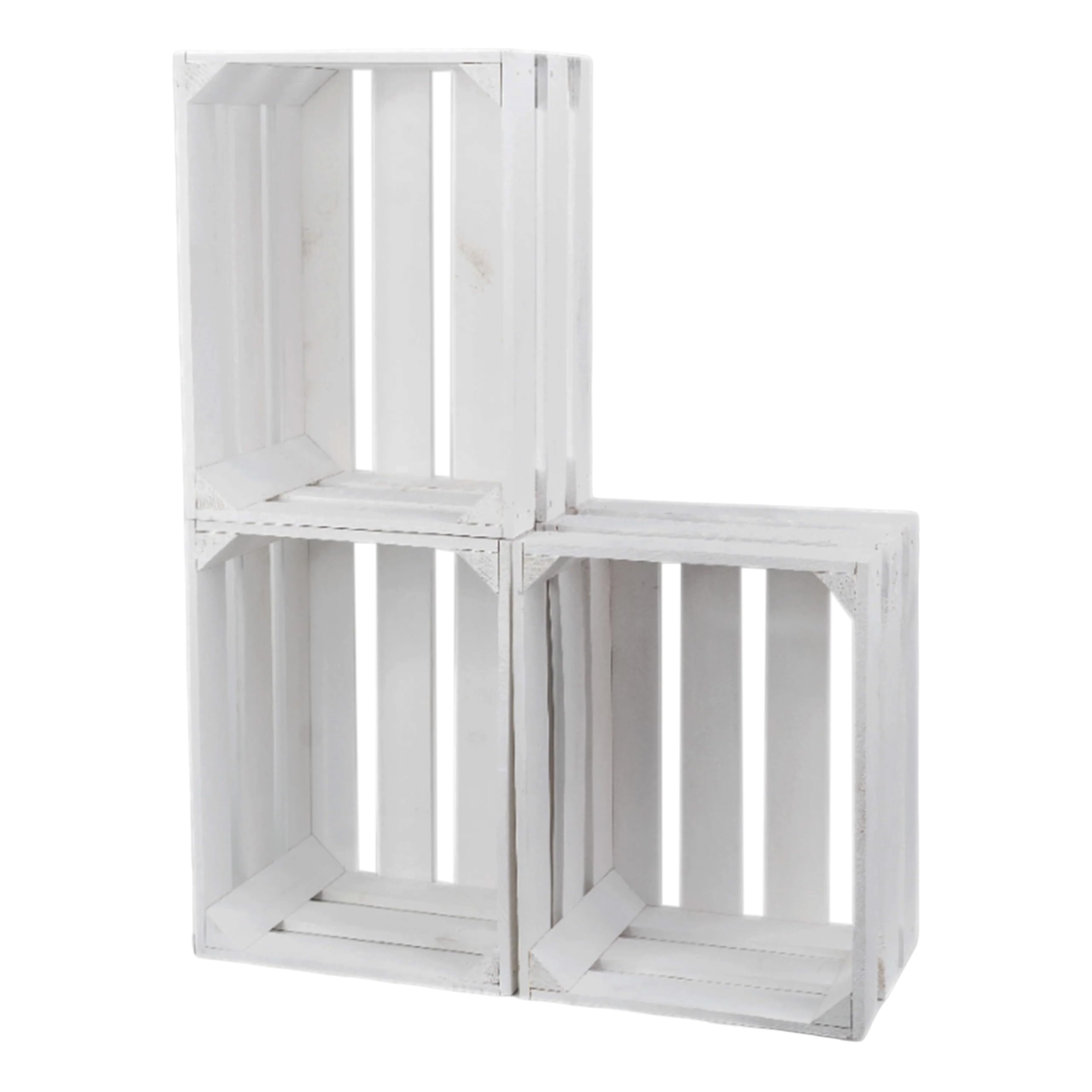 Fasmov Lot de 3 caisses de rangement gigognes en bois avec poignée, caisses rustiques