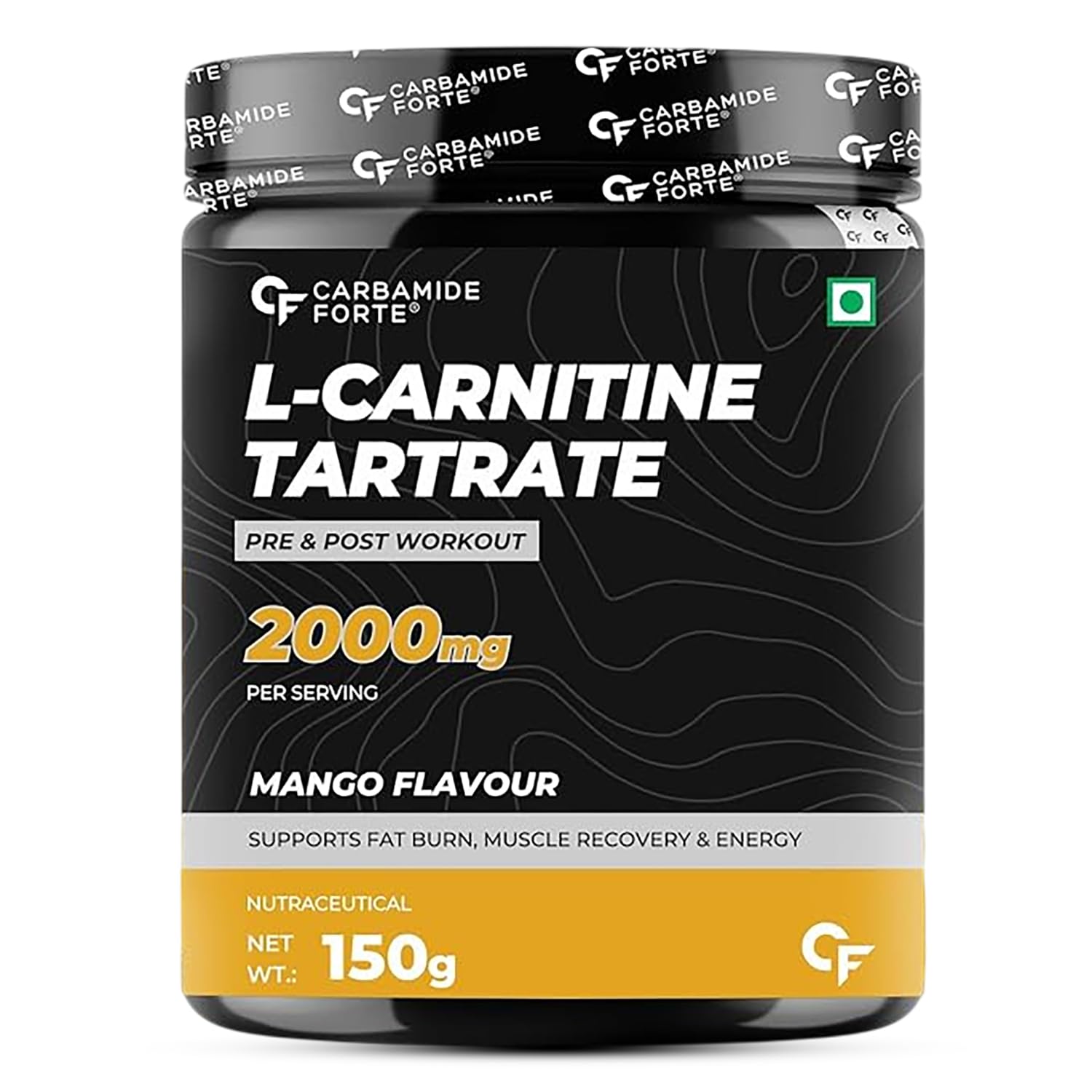 Carbamide Forte L Carnitine Powder For Men & Women | L Carnitine Tartrate Fat Burn & Muscle Recovery | L-Carnitine Powder Pre & Post Workout Supplement | Mango Flavour - 150g