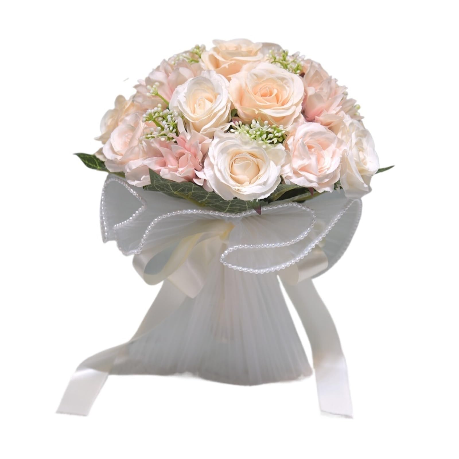 NDLHXKFRP Wedding bouquets for brides and bridesmaids, Artificial Wedding Bouquet Multicolor Silk Rose Peony Dahlia Bride Bridesmaid(Color 1)