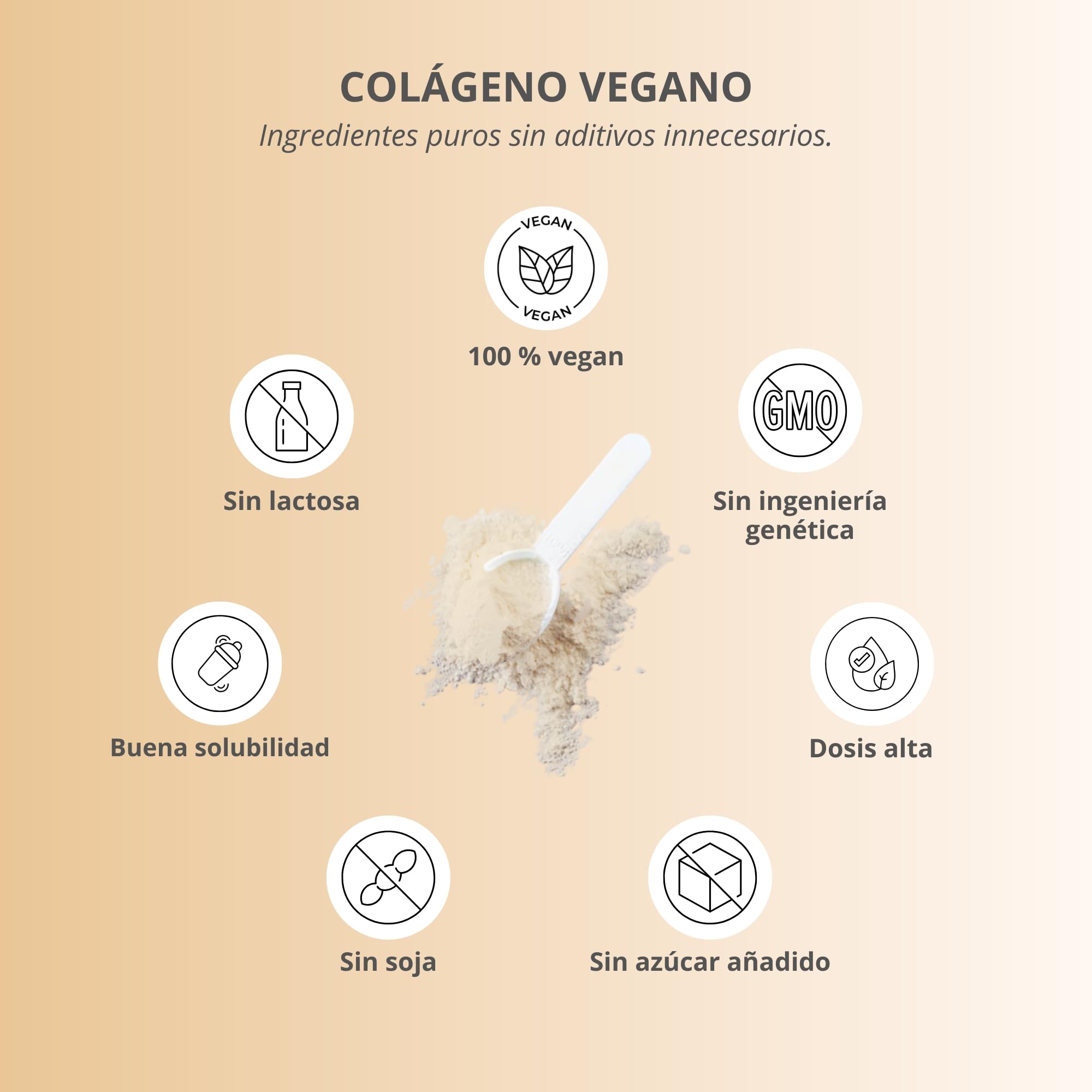Nutri + Vegan Collagen en Polvo para Formación de Colágeno - con Ácido Hialurónico + Vitamina C para Piel, Cabello y Uñas - 400 g Naranja Afrutada