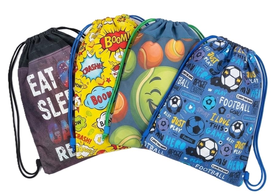 Demoda Happy Birthday Drawstring Sack Bag - Pack of 24 - Fun Printed, Reusable Bags- Ideal Birthday Return Gifts for Kids of All Age Groups -Mix designs-image-48