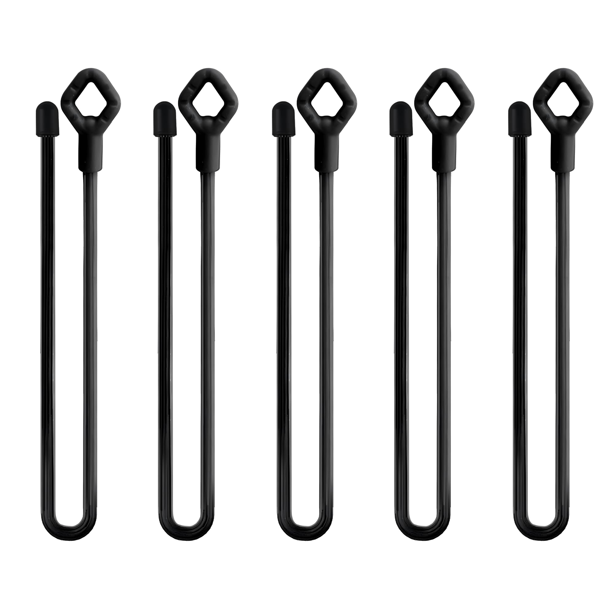 5PCS 18-Inch Silicone Cable Tie with Holes, Reusable Steel-Core Silicone Twist Ties,Bundling and Holding Cord Tie for Indoor and Outdoor Use, Black