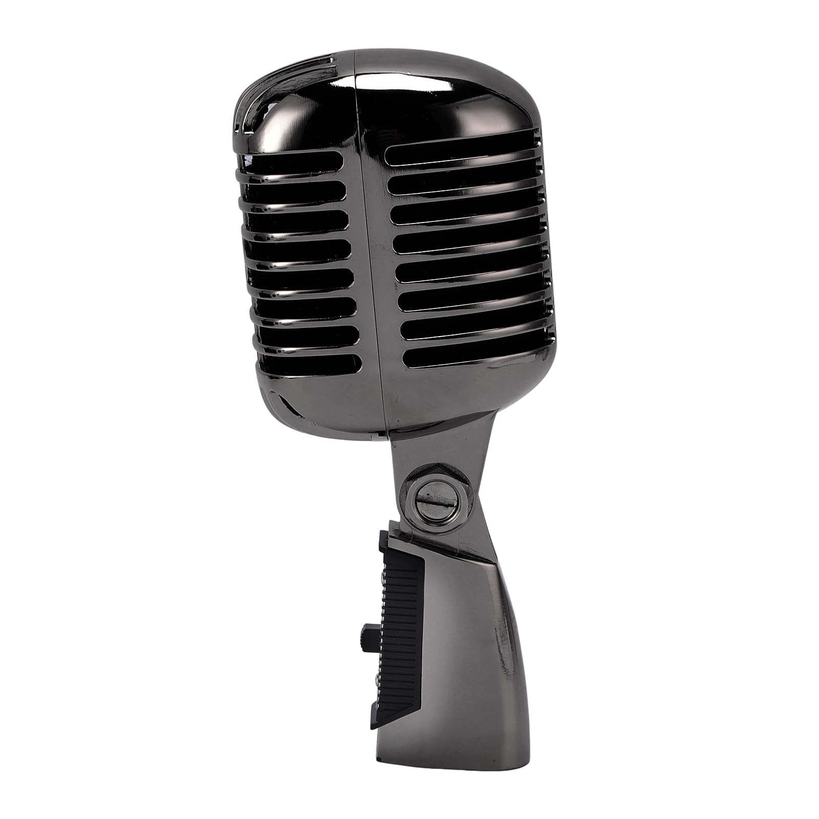 Jiawu Micrófono Dinámico, Micrófono de Escenario de Aleación de Zinc a Prueba de Golpes con Patrón Cardioide, de Mano Vocal con Cable XLR para Grabación de Estudio en (Plata Negro)