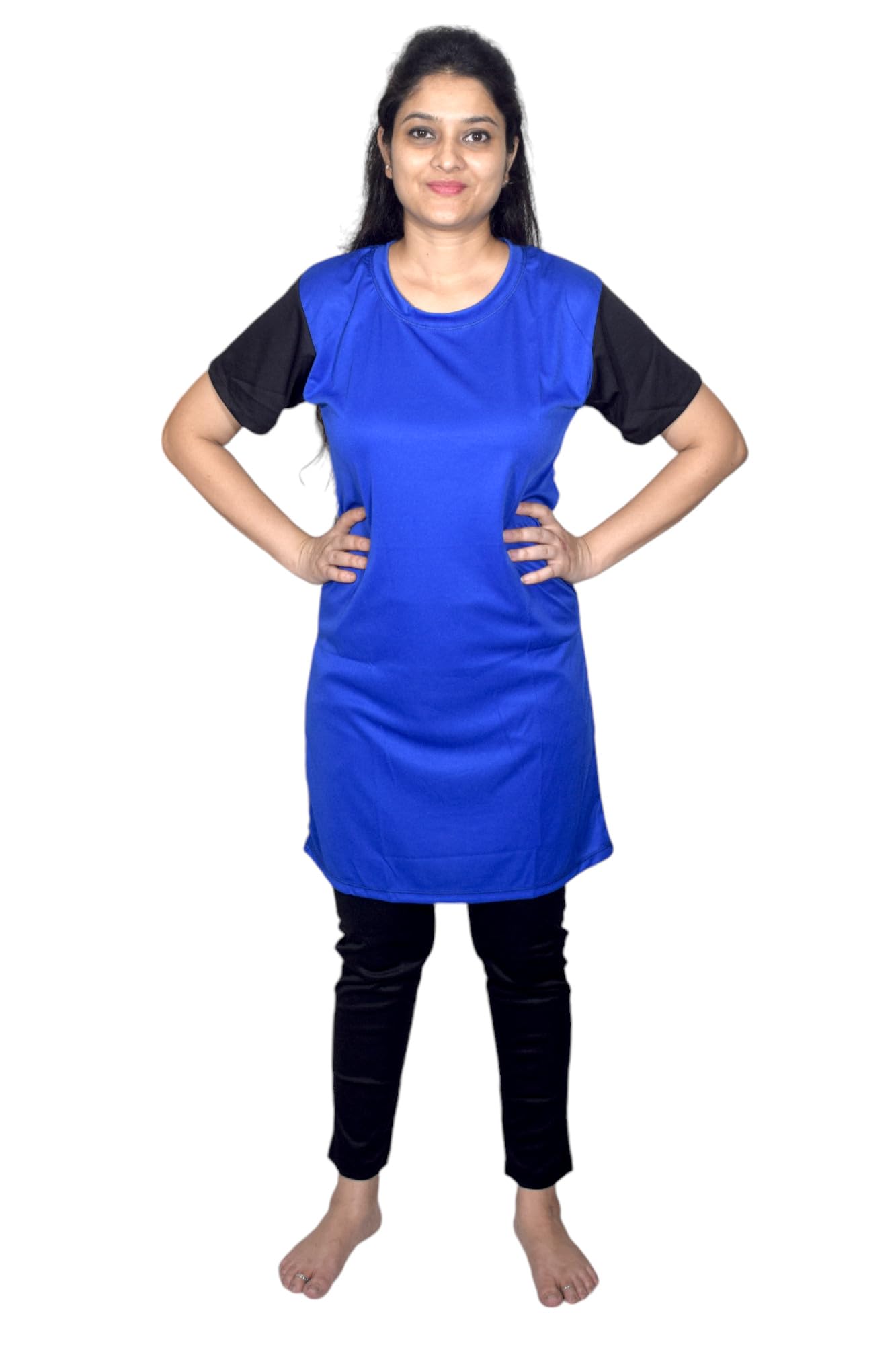 Spandex Boy's Regular Fit Tights with Full Sleeves Tshirt | Adjustable, Quick Drying Set for Swimming, WaterParks, Surfing & Other Sports - Black & Blue