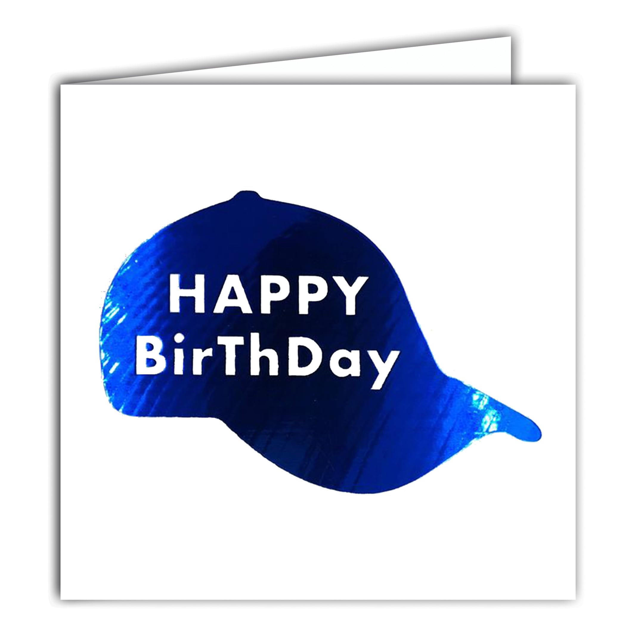22231 Happy Birthday Square Card Glossy Blue Cap Fashionable with White Envelope 15 x 15 cm – Creation Edition Print Made in France – Dream of Words Collection