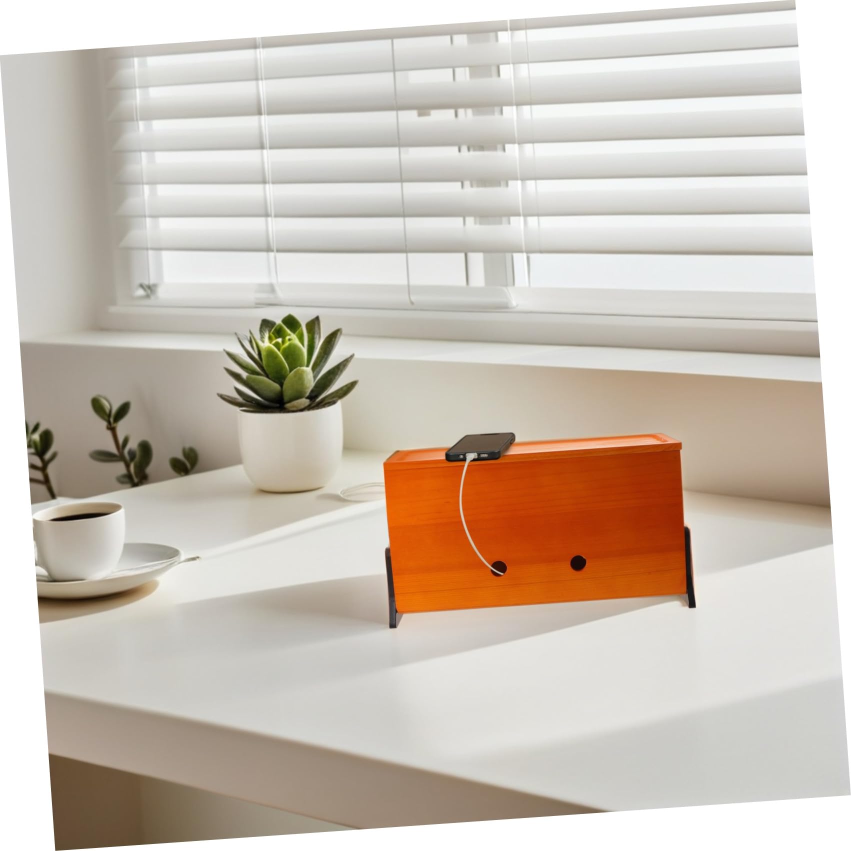 NUOBESTY Scatola Portacavi in Legno per Scrivania con Gestione Cavi Professionale e Design Elegante per Uso su Desktop e Countertop