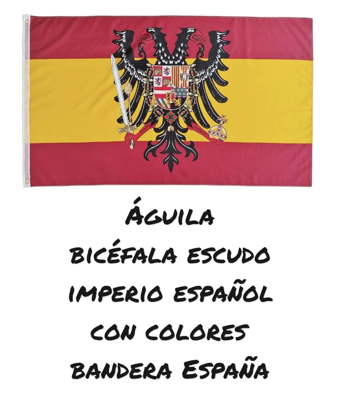 Pandiui23 Flag of Spain with Bicephalous Eagle -Aguila Bicefala Cross of San Andres150X90 CM, Spain flag shield empire Charles I - Image 2
