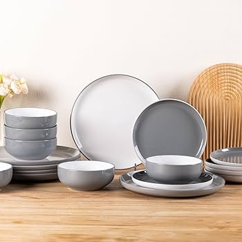 Amazon.com | GBHOME 12 Pieces Ceramic Dinnerware Set, Modern White