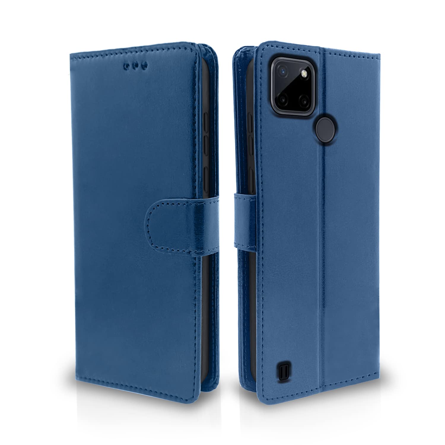 Pikkme Realme C21Y Flip Case Leather Finish | Inside TPU with Card Pockets | Wallet Stand and Shock Proof | Magnetic Closing | Complete Protection Flip Cover (Blue) (B0BMZ56T5Y) Amazon Price History, Amazon Price Tracker