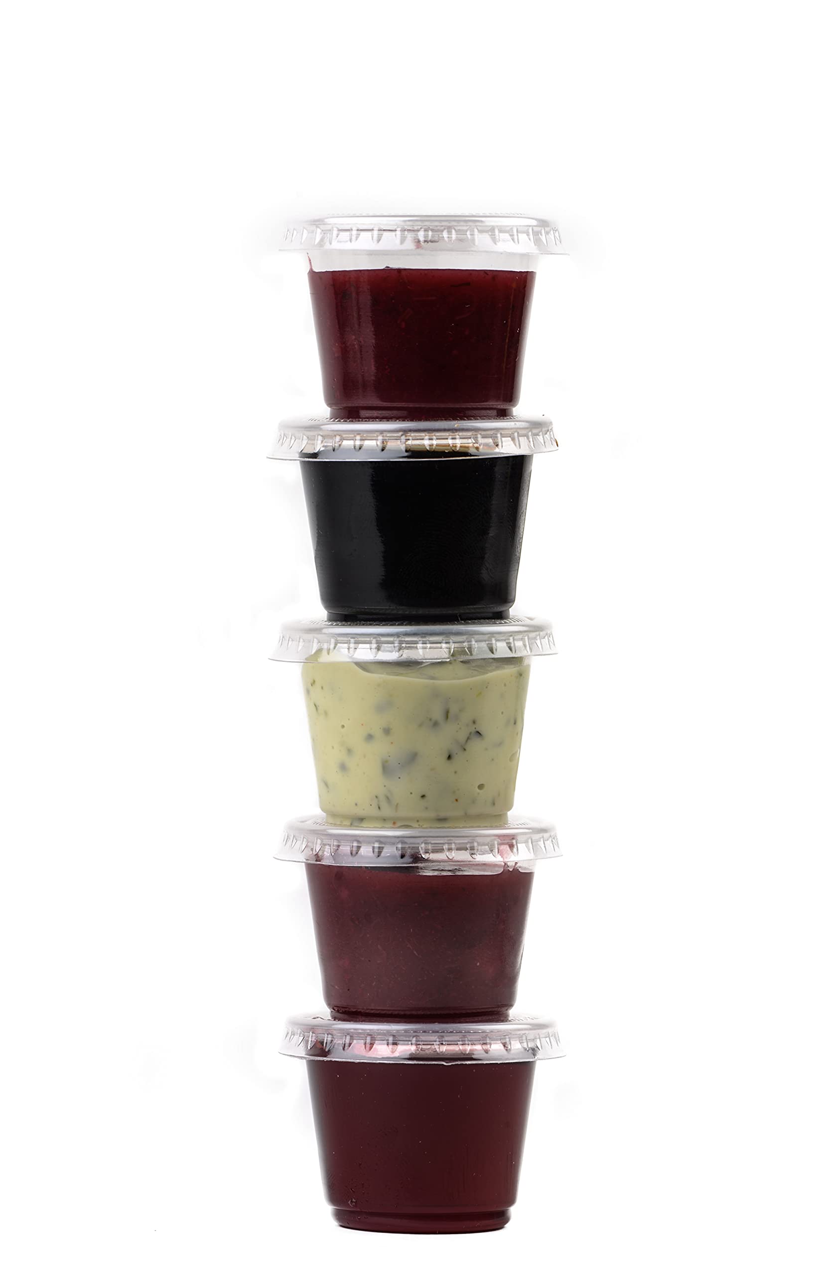 EcoQuality [100 Pack] 2 Oz Leak Proof Plastic Condiment Souffle Containers with Lids - Plastic Portion Cup with Plastic Lid Perfect for Sauces, Samples, Slime, Jello Shot, Food Storage & More!