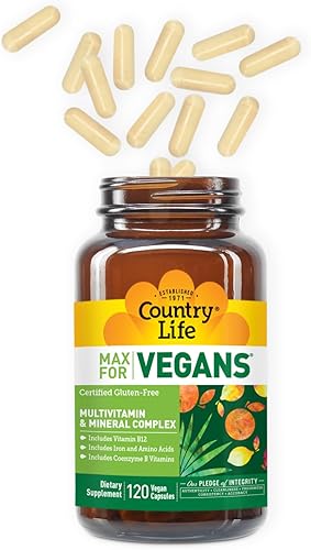 Miniatura 3 de Country Life Max for Vegans - 120 cápsulas veganas - Multivitaminas diarias - Suplemento de apoyo inmunológico - Contiene vitamina B12, hierro,