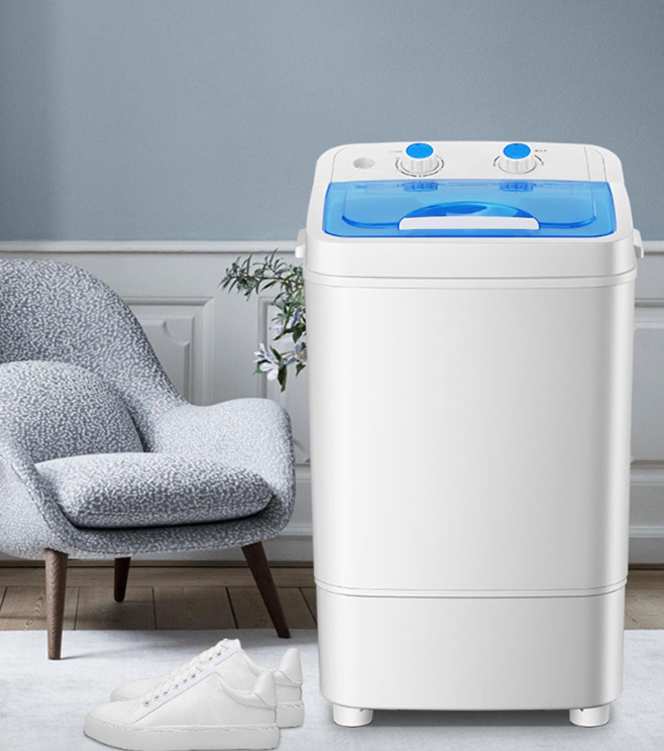 Mini Lavatrice Portatile Washing Machine, Lavatrice a Vasca Singola, Piccola Lavatrice per Biancheria Intima, Calze, Lavanderia 65x41x38 cm(Bianca)