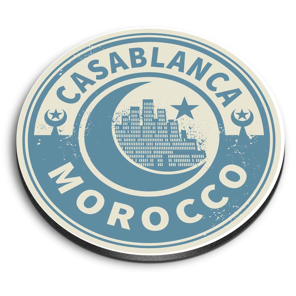 1 x Round MDF Magnet - Morocco Casablanca Travel 7449